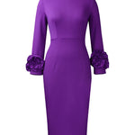 Fashion 3D Floral Sleeves Party Cocktail Dress