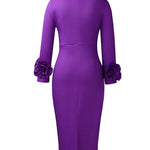 Fashion 3D Floral Sleeves Party Cocktail Dress