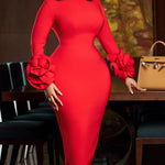 Fashion 3D Floral Sleeves Party Cocktail Dress