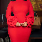 Fashion 3D Floral Sleeves Party Cocktail Dress