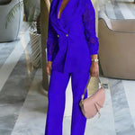 Nadorine Business Casual Lace Sleeves Blazer and Pants Set