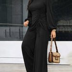 Ultra-Soft Casual Knit Top Wide Legs Jumpsuit