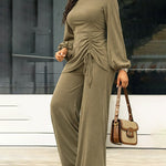 Ultra-Soft Casual Knit Top Wide Legs Jumpsuit