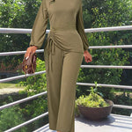 Ultra-Soft Casual Knit Top Wide Legs Jumpsuit