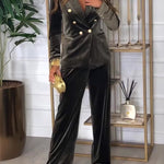 Smart Casual Velvet Double-Breasted Suit Set