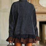 Vintage Leopard Pattern Suede Patchwork Short Dress