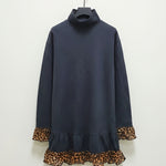 Vintage Leopard Pattern Suede Patchwork Short Dress