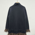 Vintage Leopard Pattern Suede Patchwork Short Dress