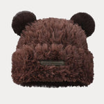 Fuzzy Bear Ears Knitted Beanie Hat