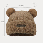 Fuzzy Bear Ears Knitted Beanie Hat