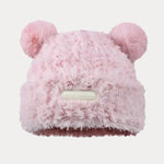 Fuzzy Bear Ears Knitted Beanie Hat