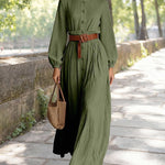 Nadorine Women's Chic Flowy Lantern Sleeves Long Dress