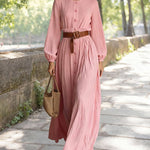 Nadorine Women's Chic Flowy Lantern Sleeves Long Dress