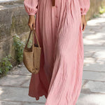 Nadorine Women's Chic Flowy Lantern Sleeves Long Dress