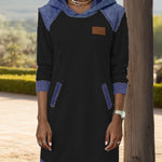 Nadorine Women's Casual Paneled Contrast Hoodie Dress