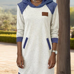 Nadorine Women's Casual Paneled Contrast Hoodie Dress