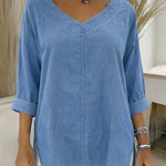 Nadorine Essential Soft V-neck Top for Women Casual Work Office Loose Fit 2026 | Under $40