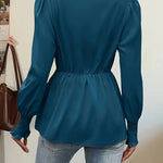 Elegant Tie Waist V-Neck Wrap Blouse