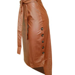 High Waist Side Split PU Midi Skirt