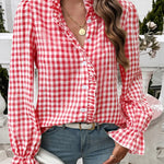Zeagoo Zeagoo Women's Chic Gingham Ruffle Blouse for Women Cute Summer Casual 2026 | Under