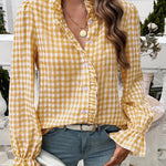 Zeagoo Zeagoo Women's Chic Gingham Ruffle Blouse for Women Cute Summer Casual 2026 | Under