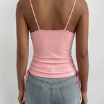 Nadorine Casual Side Drawstring Spaghetti Strap Camisole for Women Casual Work Office Loose Fit 2026 | Under $25