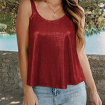Summer Sparkly Scoop Neck Tank Tops