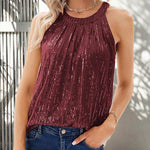 Glitter Sequins Party Halter Tops