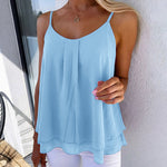 Romance Flowy Chiffon Ruffle Hem Cami Top