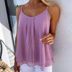 Romance Flowy Chiffon Ruffle Hem Cami Top