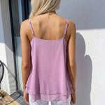 Romance Flowy Chiffon Ruffle Hem Cami Top