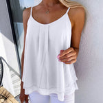 Romance Flowy Chiffon Ruffle Hem Cami Top