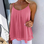 Romance Flowy Chiffon Ruffle Hem Cami Top