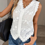 Nadorine Stylish Sleeveless Floral Embroidered Lace Blouse for Women Casual Boho Summer Vacation 2026 | Under $40