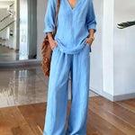 Nadorine Casual Loose Fit Cotton Blend 2-Piece Set