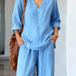 Nadorine Casual Loose Fit Cotton Blend 2-Piece Set