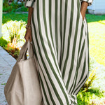 Nadorine Women's Casual Striped Loose Fit Maxi Shirt Dress