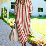 Nadorine Women's Casual Striped Loose Fit Maxi Shirt Dress