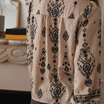 Nadorine Ethnic Style Printed Lantern Sleeves Blouse for Women Casual Work Office Loose Fit 2026 | Under $40