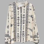 Nadorine Ethnic Style Printed Lantern Sleeves Blouse for Women Casual Work Office Loose Fit 2026 | Under $40