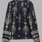 Nadorine Ethnic Style Printed Lantern Sleeves Blouse for Women Casual Work Office Loose Fit 2026 | Under $40