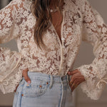 Nadorine Delicate Lace Floral Hollow Out Blouse for Women Casual Boho Summer Vacation 2026 | Under $40