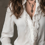 Nadorine Elegant Vintage Lace Trimmed Blouse for Women Elegant Date Night Party 2026 | Under $40