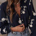 Nadorine Elegant Floral Embroidered Long Sleeve Shirt for Women Casual Boho Summer Vacation 2026 | Under $40