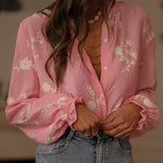 Nadorine Elegant Floral Embroidered Long Sleeve Shirt for Women Casual Boho Summer Vacation 2026 | Under $40