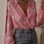 Nadorine Elegant Floral Embroidered Long Sleeve Shirt for Women Casual Boho Summer Vacation 2026 | Under $40