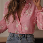 Nadorine Elegant Floral Embroidered Long Sleeve Shirt for Women Casual Boho Summer Vacation 2026 | Under $40