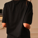 Fashion Contrast Color Flower Embroidery T-shirt