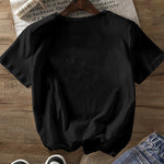 Fashion Contrast Color Flower Embroidery T-shirt
