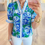 Nadorine Flower Printed Ruffled Trim Blouse for Women Cute Summer Casual 2026 | Under $40